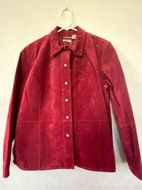 Ruff Hewn Deep Red Suede Button-Front Jacket